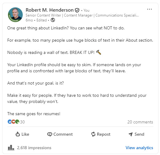 linkedin post 2